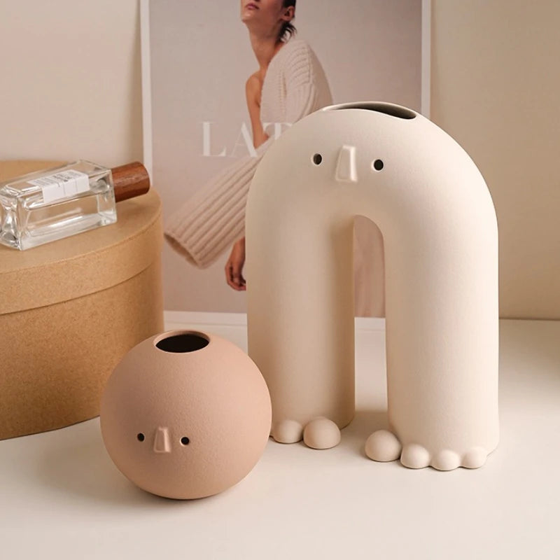Vase Design Visage en céramique – Déco Moderne