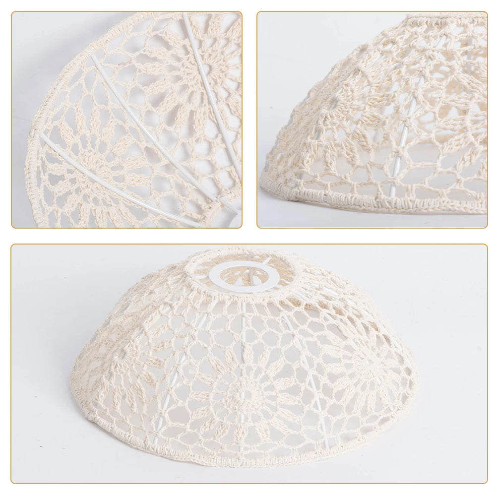 Abat-Jour Suspendu Bohème en Macramé – Suspension Tissée en Corde de Coton Naturel