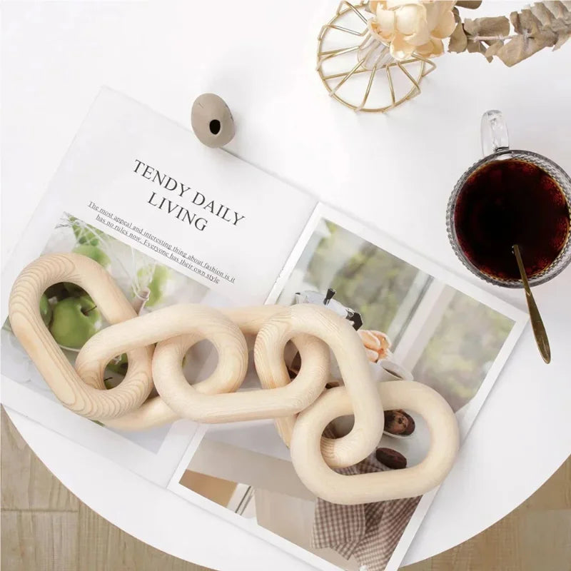 Chaîne Décorative en Bois Sculpté – Art Bohème Moderne & Style Rustique Élégant
